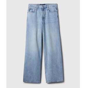 GAP Baggy Mid Rise SuperSoft Light Indigo Wash Blue Jeans 32/14 R/S Baggy Fit